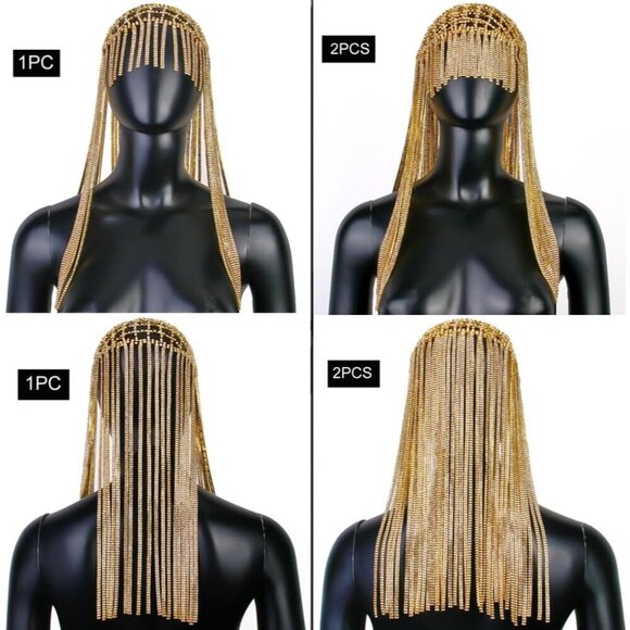 Long Rhinestone Headpiece Cap with Tassels Flapper Gatsby Hair Jewelry for Women main image 6